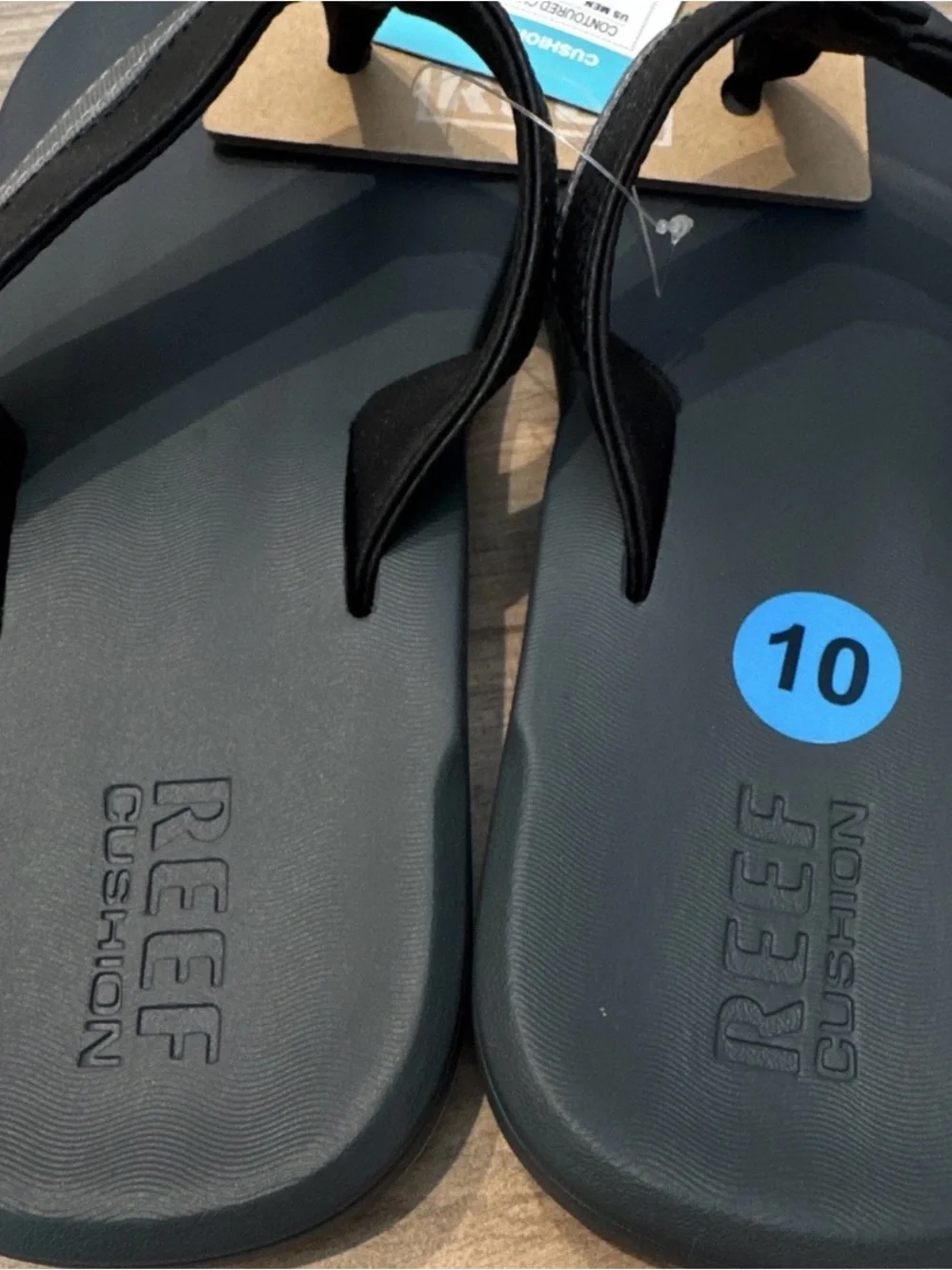 Reef Cushion Comfort Cushioned Flip Flop Sandals Gray/Black/Orange Men 10
